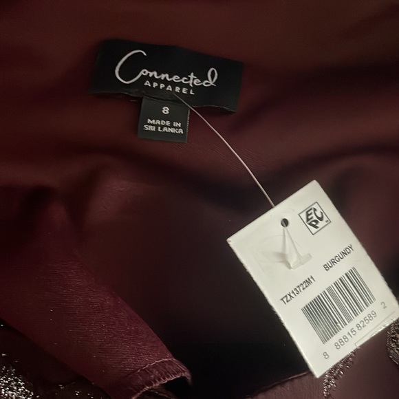 Elegant Burgundy Dress with Sheer Overlay - Picture 7 of 8